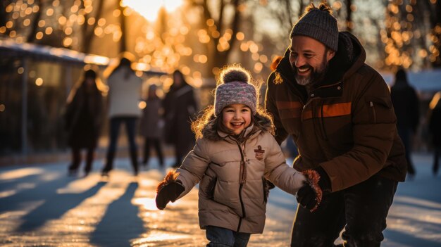 Viel Spaß mit der Familie beim Eislaufen als Wochenendaktivität