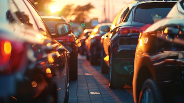 Viele Autos auf der Straße geparkt