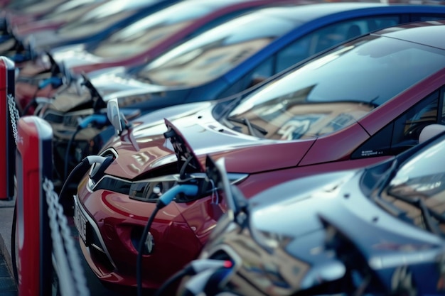 Viele Autos laden im Bahnhof.