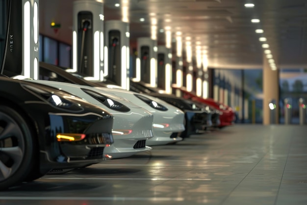 Viele Autos laden im Bahnhof.