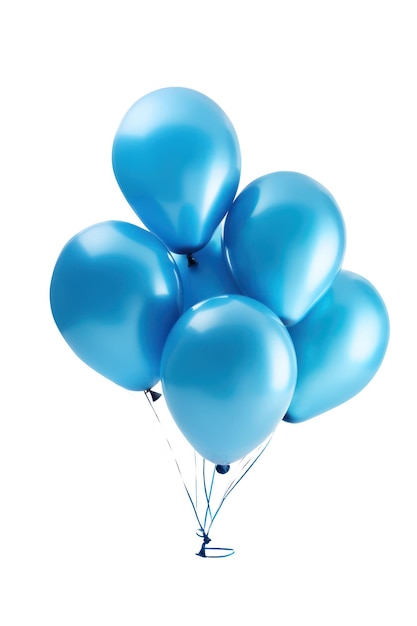 Viele blaue Luftballons isoliert auf weißem Hintergrund generative ai