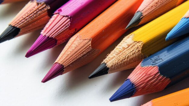 Viele farbige Bleistifte auf weißem Hintergrund