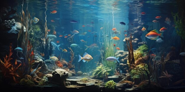 Viele Fische im Aquarium generiert von KI