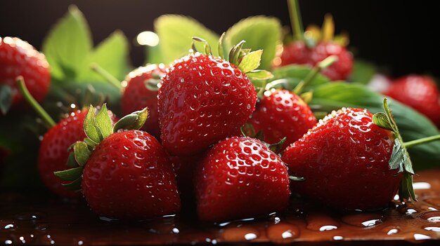 Viele frische rote Erdbeeren in Holzkörben nach der Ernte auf der Bio-Erdbeerfarm Erdbeeren