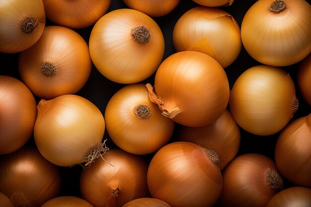 Viele frische Zwiebeln von oben