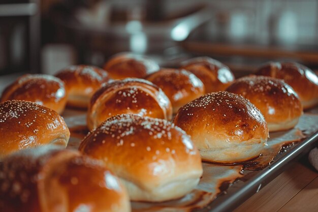 Viele Gebäckkuchen liegen vor dem Braten im Ofen auf einer Backplatte