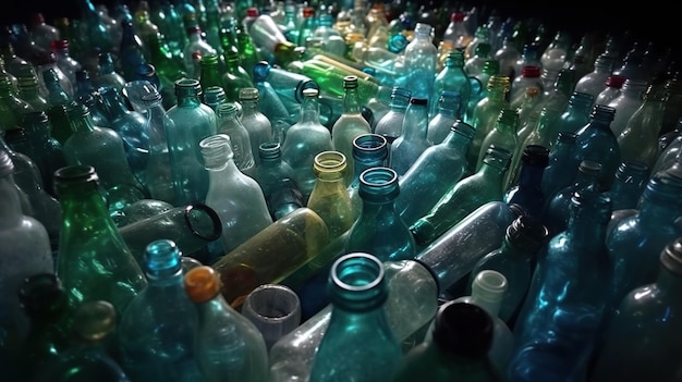 Viele gebrauchte leere Plastikflaschen erzeugten KI