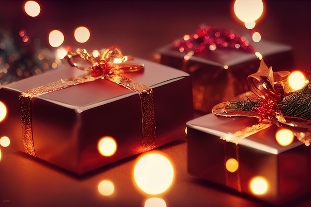 Viele Geschenkboxen für fröhliche Weihnachten und Neujahr 2023 spektakuläre Feier