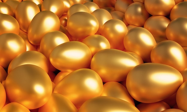 Viele goldene Eier. 3d darstellung