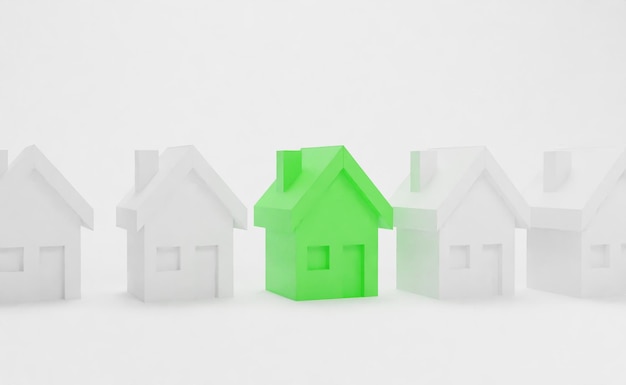 Viele Häuser und ein grünes Konzept der guten Wahl 3D-Rendering