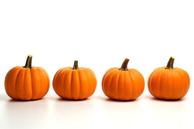 Viele Halloween-Kürbisse auf weißem Hintergrund