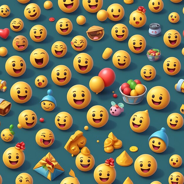 Viele hölzerne Emoticons oder Emoji-Gesichtskugeln von oben