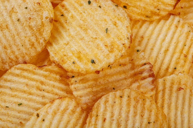 Foto viele kartoffelchips textur