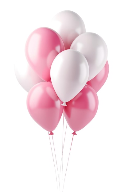 Viele rosa Luftballons isoliert auf weißem Hintergrund generative ai