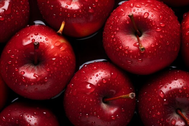 Foto viele rote äpfel mit wassertropfen