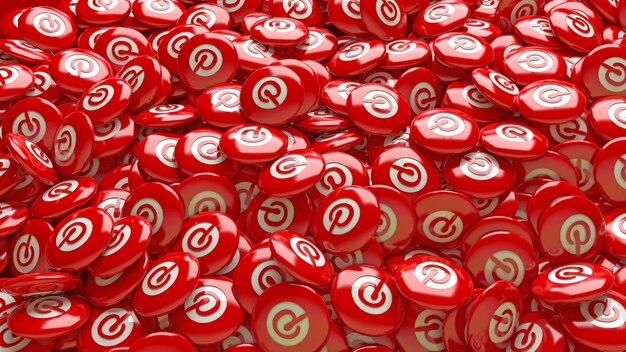 Viele rote Hochglanzpillen von 3d Pinterest in einer Nahaufnahme