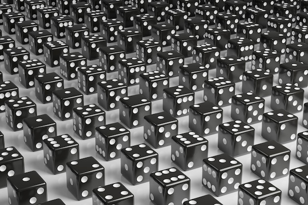 Viele schwarze Würfel auf weißem Hintergrund 3D-Darstellung