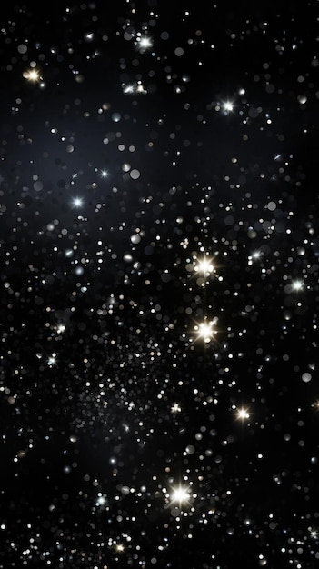 Viele Sterne fliegen am Nachthimmel.