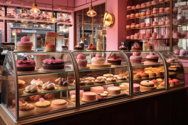 viele süße Kuchen in einer Bäckerei