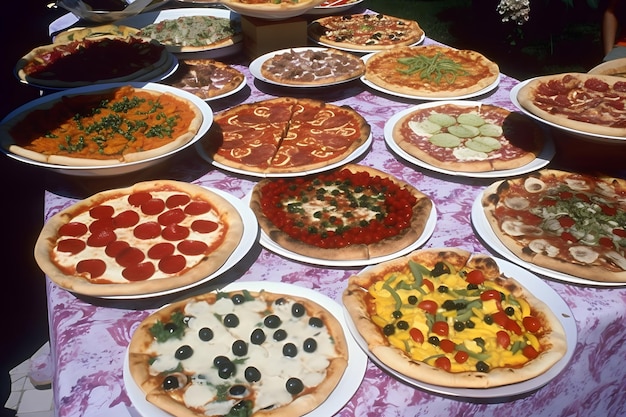 Viele verschiedene Arten von Pizza Neuralnetzwerk KI generiert