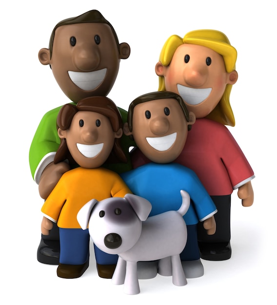 Vielfältige Familie - 3D-Illustration