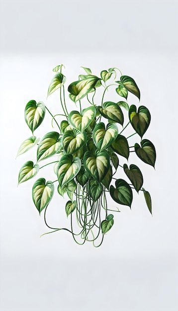 Foto vielfältige grüne topfpflanze mit abgehängten reben auf weißem hintergrund