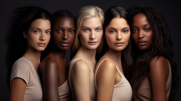 Vielfältige Gruppe von Frauen zusammen Bild eines Hautpflegekonzepts