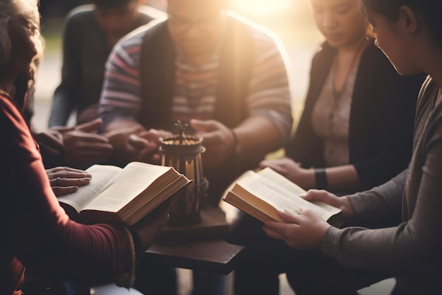 Vielfältige Gruppe von Menschen, die gemeinsam Bücher lesen