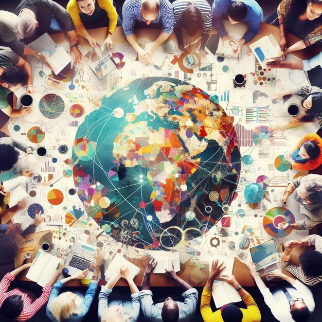 Vielfalt in der Wirtschaft Einheit in der Wirtschaft Bilder Teamarbeit Multikulturelle Teararbeit Globale Verbindung