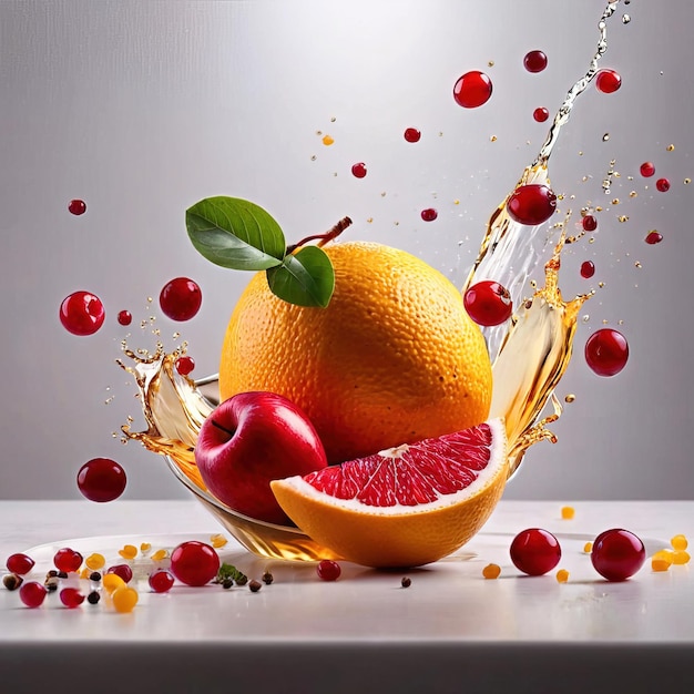 Vielfalt von gemischten frischen Früchten dynamische Lebensmittelfotografie