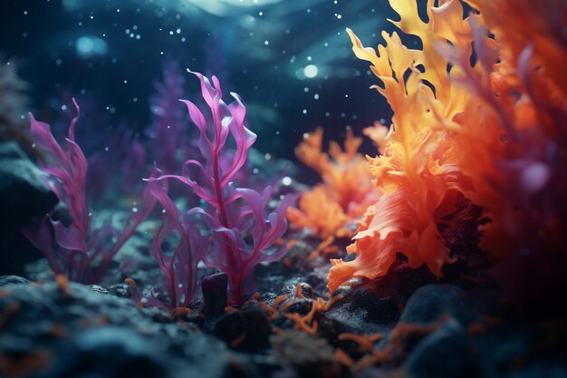 Vielfarbige Algen unter dem Meer