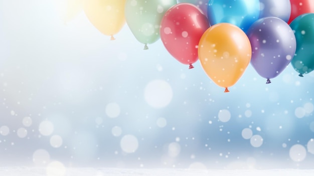 Vielfarbige Ballons auf festlichem Hintergrund mit Bokeh