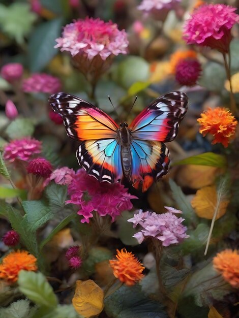 Foto vielfarbige schmetterlinge fliegen unter der lebendigen schönheit der natur