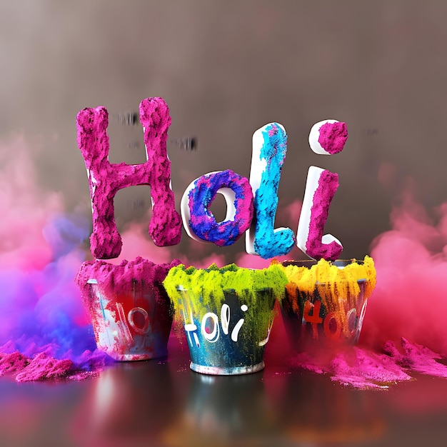 Foto vielfarbiger happy-holi-text zur feier des festes