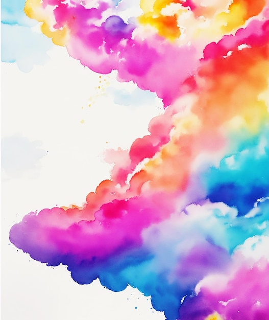 Foto vielfarbiges abstrakt unglaubliches drachenparadies regenbogen flauschige farbe auf papier hd aquarellbild