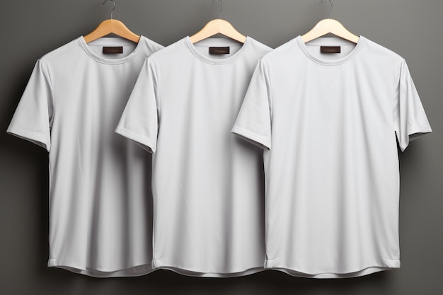Vielseitige Basics, weiße Hemden auf Grau, die erstklassigen Raum für individuelle Designs bieten