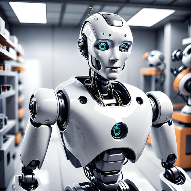 Vielseitiger Technologiehintergrund für Roboter mit künstlicher Intelligenz in sauberer Ästhetik