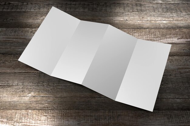 Vier DL-Flyer-Mockup auf Holzhintergrund