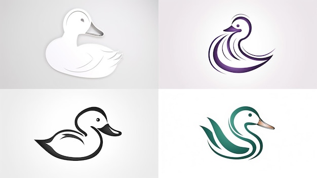 Vier Logos für eine Enten- und Entenfirma