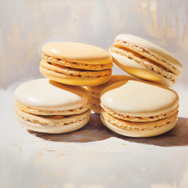 vier Macarons auf weißem Hintergrund