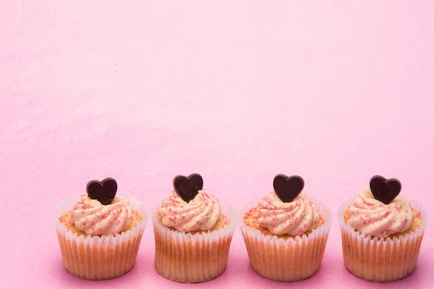 Vier Muffins zum Valentinstag