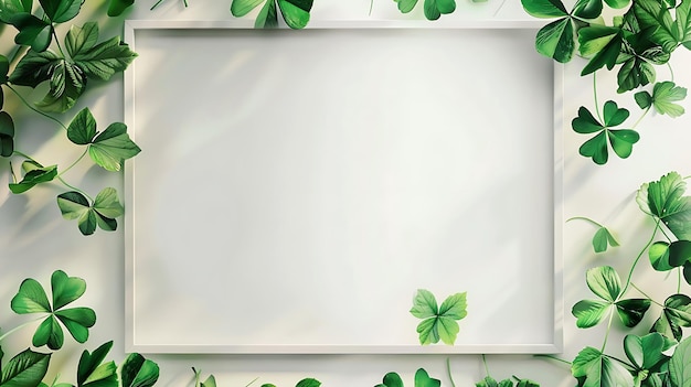Vierblättriges Grün, Kleeblatt und Schamrock Saint Patricks Hintergrund