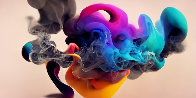 Se vierte un humo colorido en un líquido.