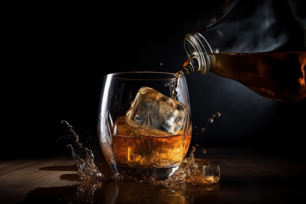 Se vierte un vaso de whisky en él IA generativa