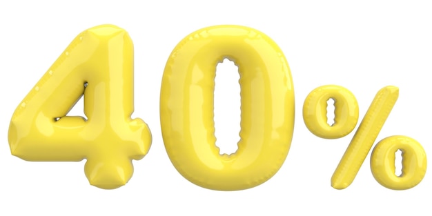 Vierzig Prozent 40 Ballontext 3D-Illustration