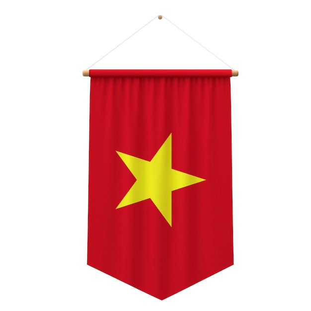 Vietnam bandera tela colgando banner 3D Rendering