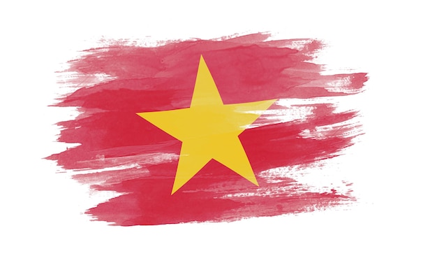 Vietnam Flagge Pinselstrich, Nationalflagge auf weißem Hintergrund