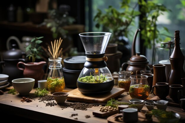 vietnamesische Tropfkaffeemaschine auf dem Küchentisch professionelle Werbe-Food-Fotografie