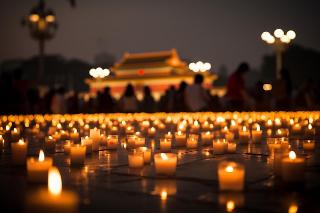 Vigilância à luz de velas na praça tianmen