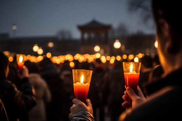 Vigilância à luz de velas na praça tianmen